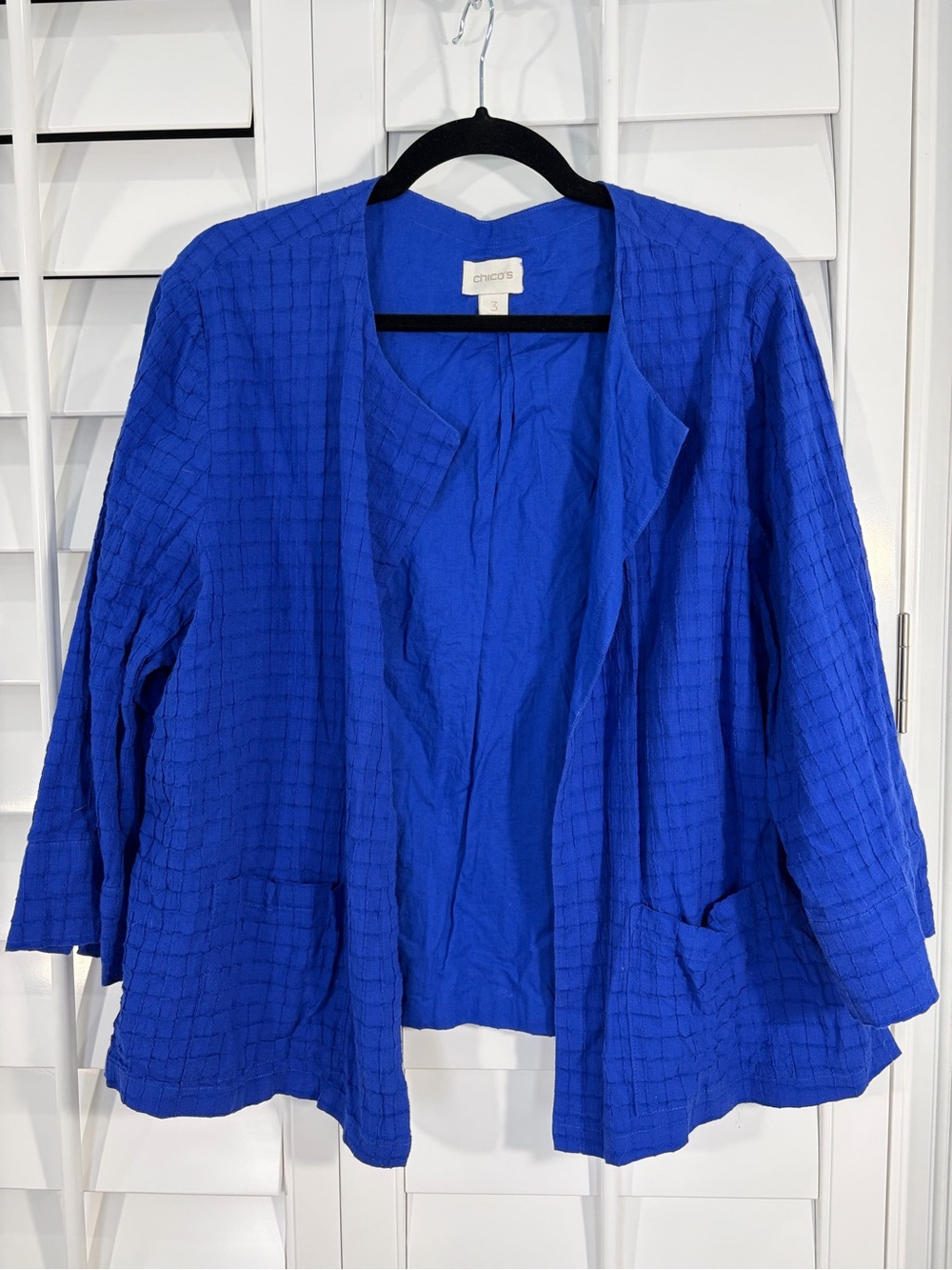 Chico's Cobalt Blue Open-Front Textured Jacket (3)